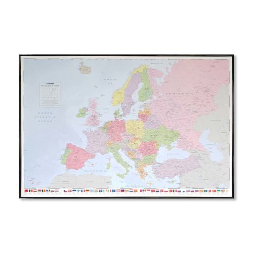 Stor väggkarta politisk över Europa för markering med kartnålar