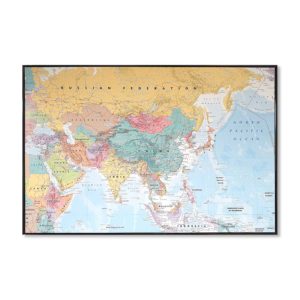 Stor väggkarta över Asien för markering med kartnålar