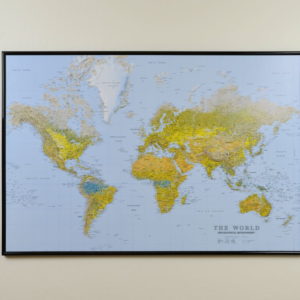 Världskarta för vägg The world Verdenskort med nål, Verdenskart nåler