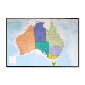 Stor karta över Australien för väggen med nålmarkering