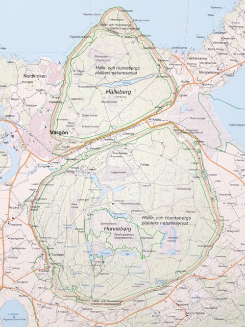 Karta över Halleberg och Hunneberg, Vargön 90x60 cm - För nålmarkering - Kartkungen