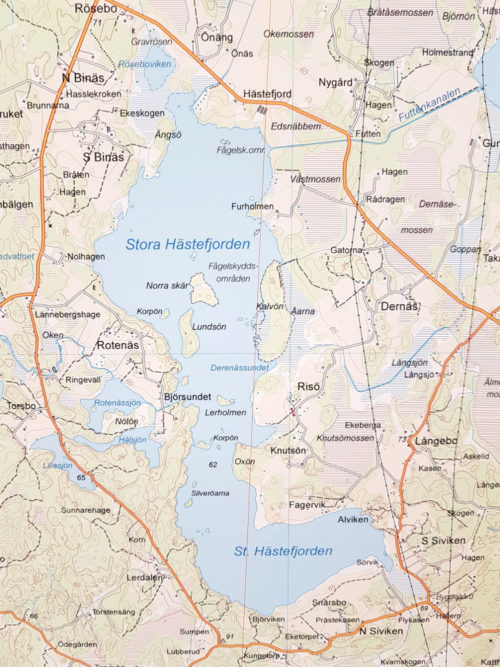Karta över Stora hästefjorden, Vänersborg 90x60 cm - För nålmarkering - Kartkungen