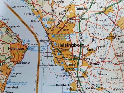 Karta över Skåne Helsingborg för markering med nålar. Skolkarta över Skåne Kartkungen