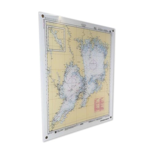Sjökort Vänern tryckt på plexiglas för väggen 60cmx70cm