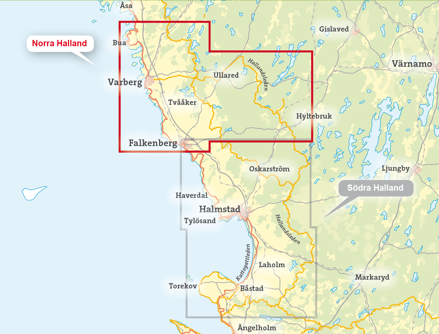 Karta Norra Halland - Kartkungen terrängkarta norra Halland