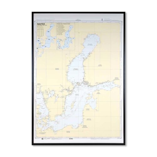 Inramat sjökort nr 2 över Östersjön från sjöfartsverket att ha som tavla på väggen, där du även kan markera med nålar vart du har varit. Kartkungen
