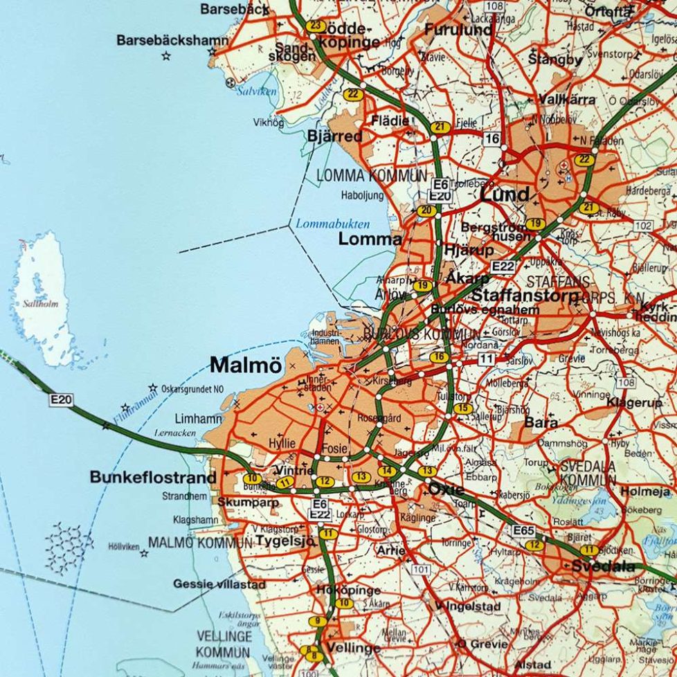 Karta över Småland, Öland och södra Sverige för nålar - Kartkungen