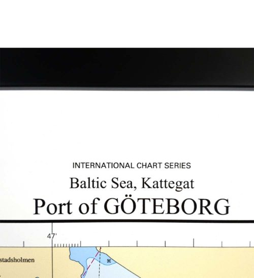 Inramat sjökort över Göteborgs hamn