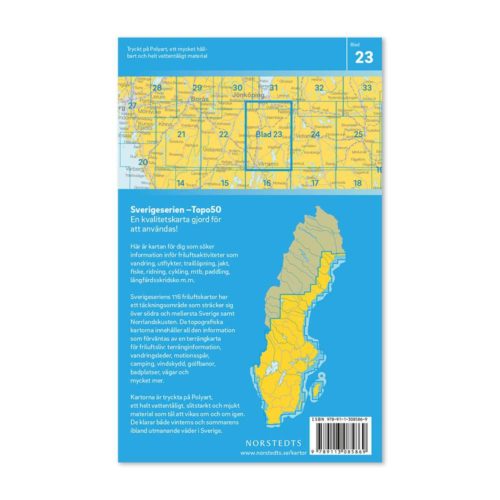 Friluftskarta 23 Värnamo Sverigeserien för mtb, karta för paddling 9789113085869 150 000 (2)
