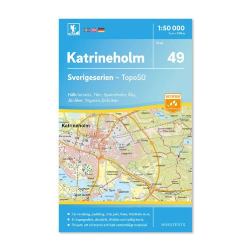 Friluftskarta 49 Katrineholm 150 000. Kartan täcker även in Hälleforsnäs, Flen, Sparreholm, Åby, Jönåker, Yngaren och Bråviken. 9789113086125