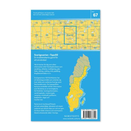 Friluftskarta 67 Fagersta Sverigeserien 150 000 Kartan täcker även Säter, Hedemora, Skinnskatteberg, Smedjebacken, Avesta och Norberg. 9789113086309
