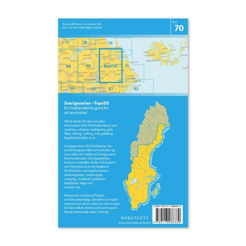 Friluftskarta 70 Gimo Sverigeserien 150 000 Kartan täcker även Öregrund, Östhammar, Österbybruk, Alunda, Edsbro, Almunge och Rimbo 9789113086330 (2)