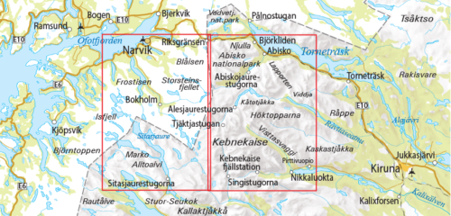 Outdoorkarta Fjällkarta 1 Abisko-Kebnekaise-Nikkaluokta 9789113104980 framsida