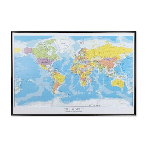 Stort verdenskort, Kort til nålemærkning sort ramme