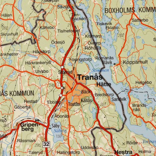 Karta över Östergötlands län för nålar närbild