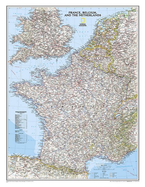 Stor karta över Frankrike, Belgien och Nederländerna för nålar 9780792249658