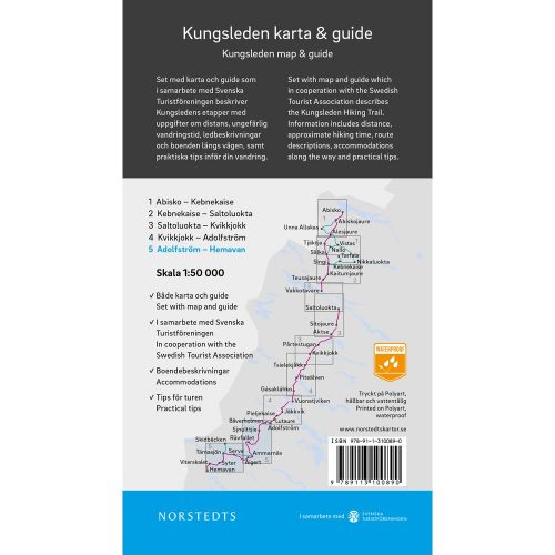 Kungsleden 5 Adolfström Hemavan karta och guide fjällkarta baksida 9789113100890
