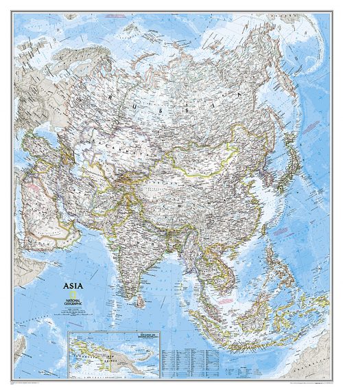 Stor karta över Asien för nålar National geographic 9780792280989