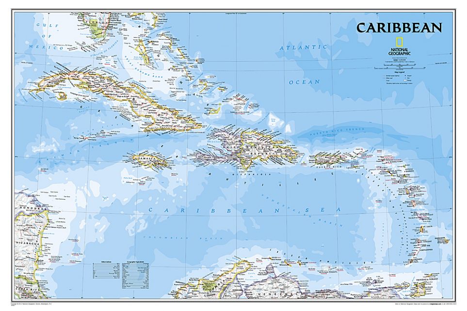 Stor karta över Västindien / Karibien för nålar - Kartkungen