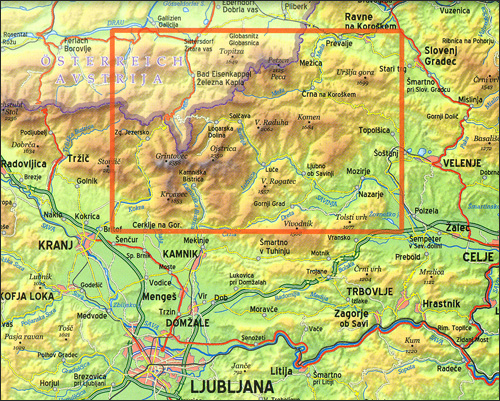 karta-kamnik-and-savinja-alperna-slovenien-kartografija
