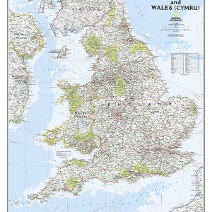 Stor karta för väggen över England och Wales för nålar från National geographic 9781597754873