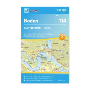 Friluftskarta 114 Boden Sverigeserien Vandringskarta, Terrängkarta, Outdoor Map Sweden, Freizeitkarte Schweden. 9789113086774