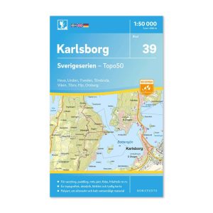 Friluftskarta 39 Karlsborg 150 000. Kartan täcker även in Hova, Unden, Tiveden, Töreboda, Viken, Tibro, Hjo och Omberg 9789113086026