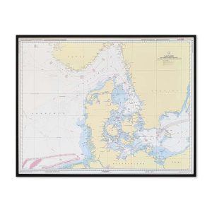 Søkort til væggen C Danmark med omgivende farvande geodatastyrelsen sort ramme KMS0000C